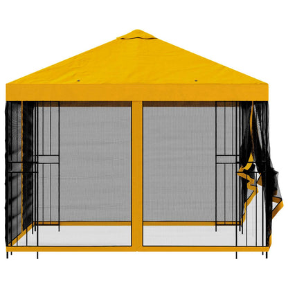 vidaXL Garden Gazebo with Sidewalls 3 x 3 m Yellow Polyester and Steel 6