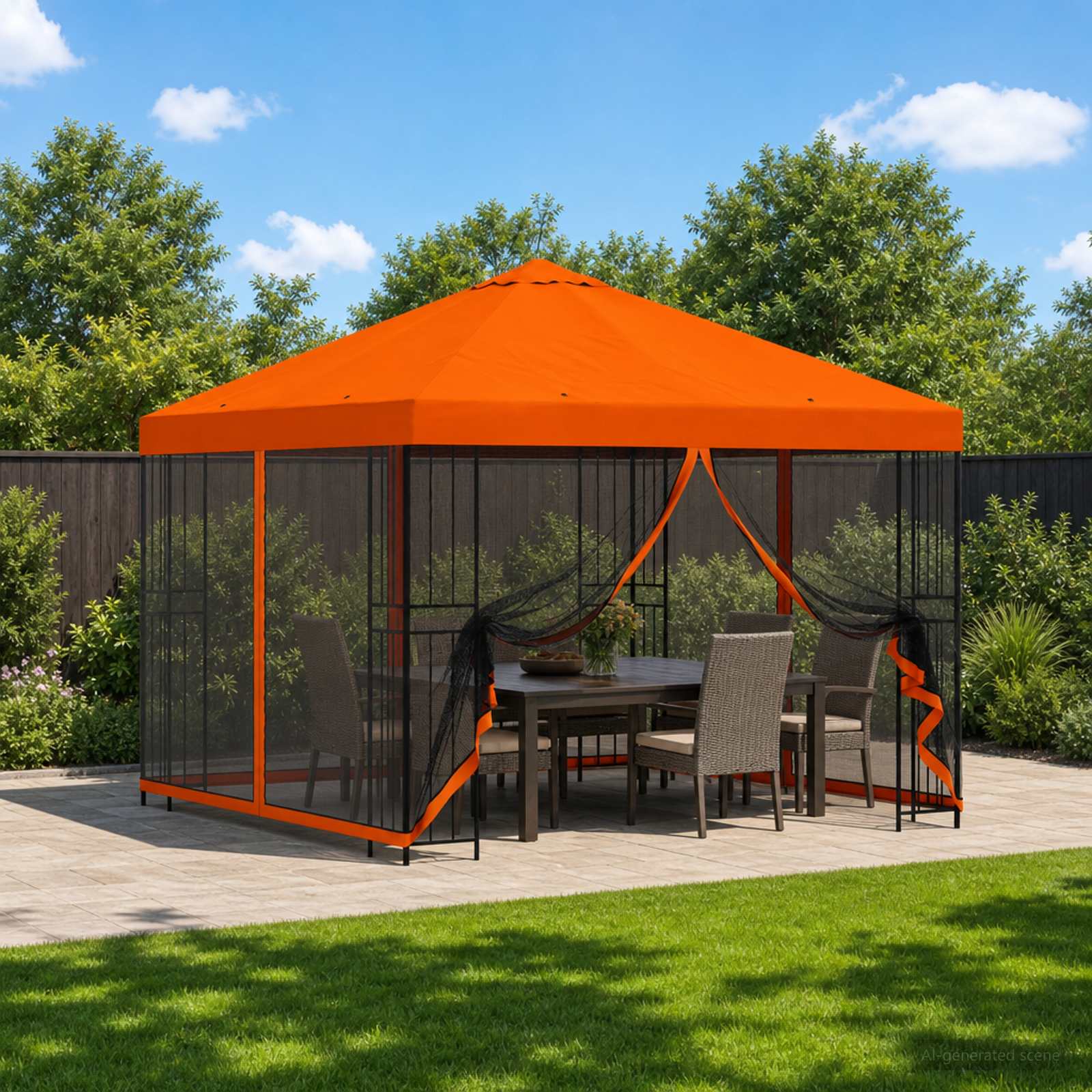 vidaXL Garden Gazebo with Sidewalls 3 x 3 m Orange Polyester and Steel 1