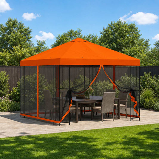 vidaXL Garden Gazebo with Sidewalls 3 x 3 m Orange Polyester and Steel 1