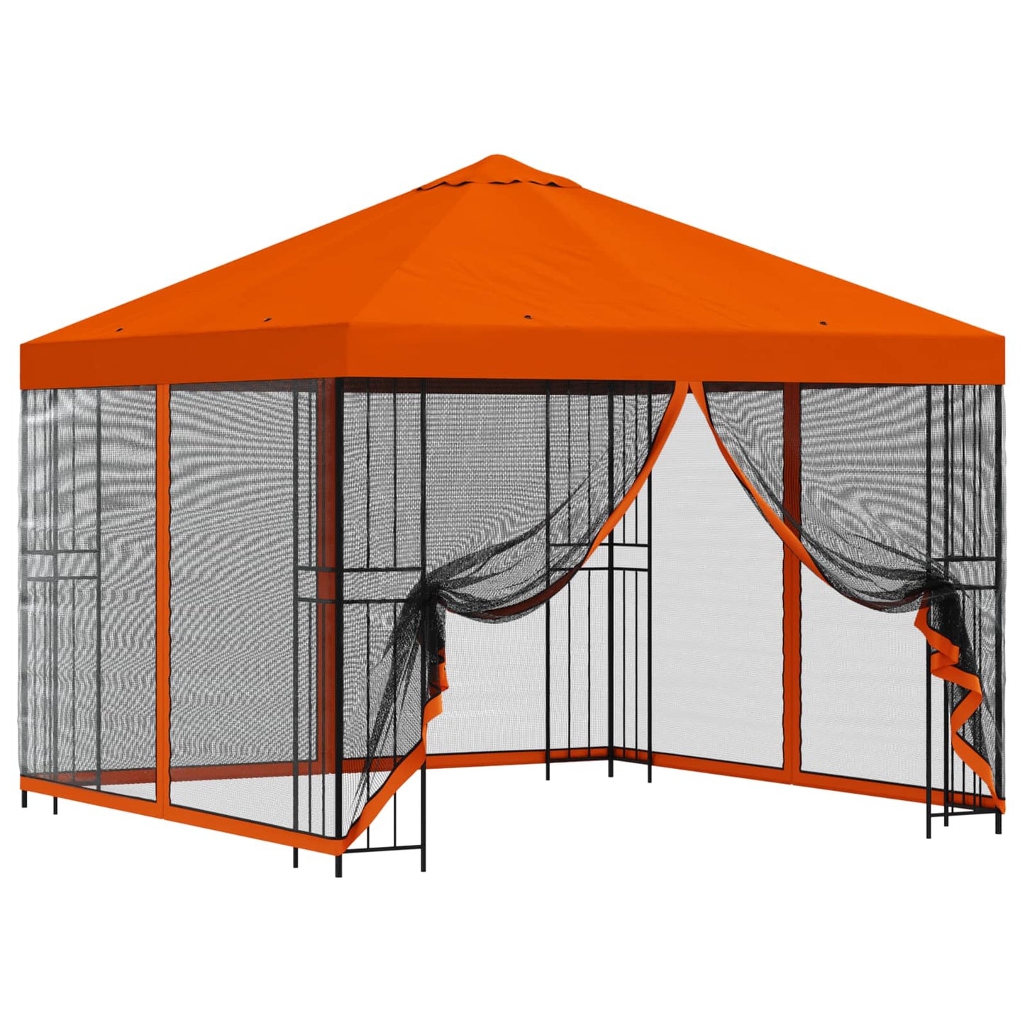 vidaXL Garden Gazebo with Sidewalls 3 x 3 m Orange Polyester and Steel 2