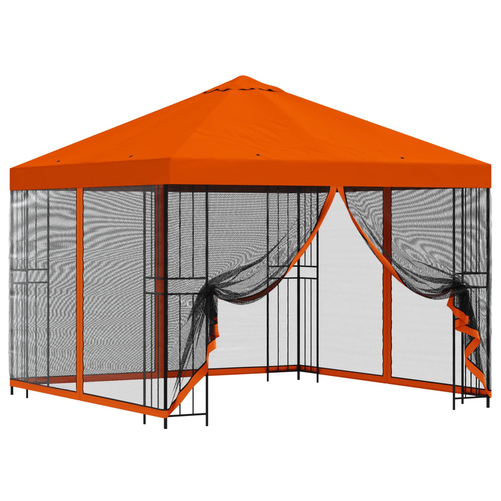 vidaXL Garden Gazebo with Sidewalls 3 x 3 m Orange Polyester and Steel 2