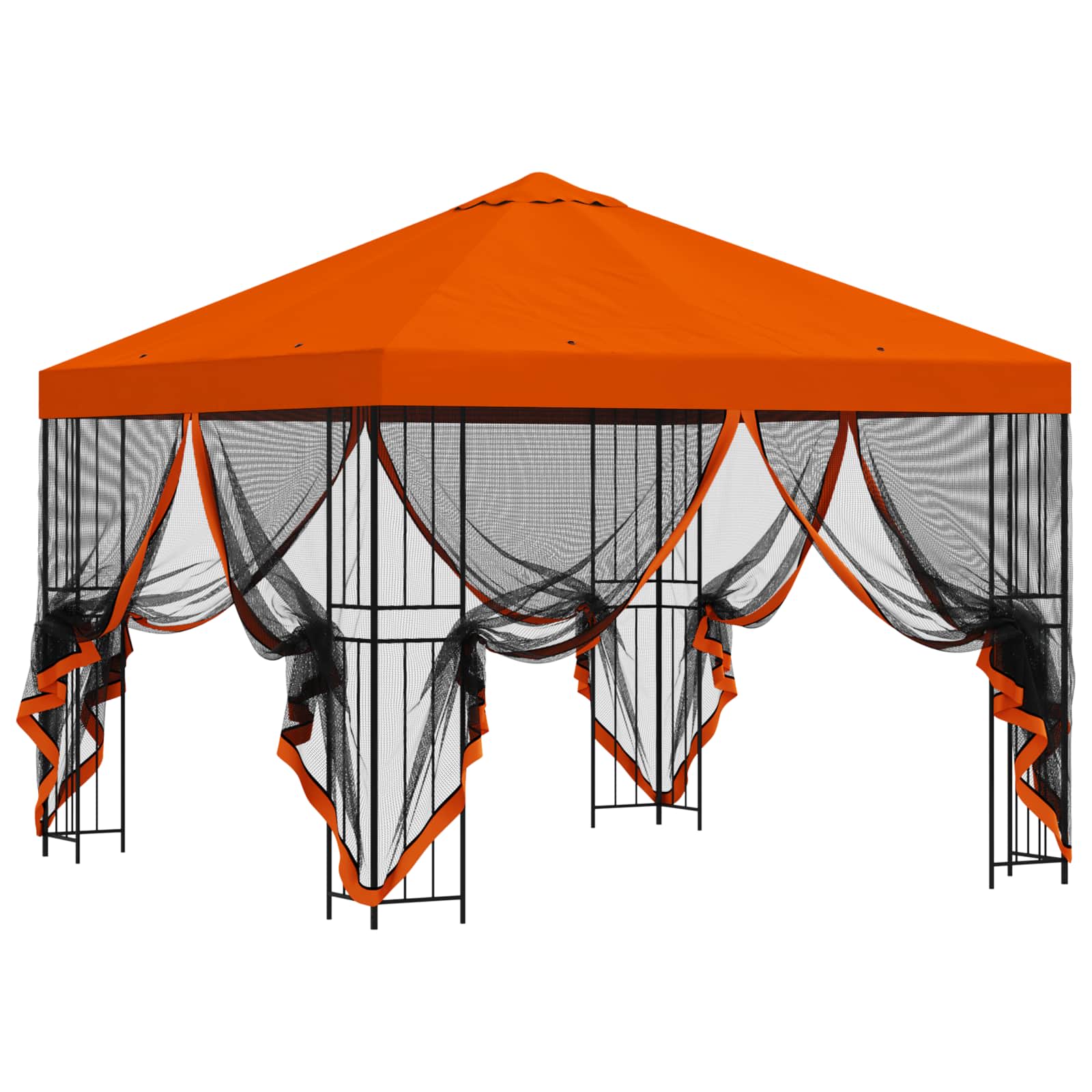 vidaXL Garden Gazebo with Sidewalls 3 x 3 m Orange Polyester and Steel 4