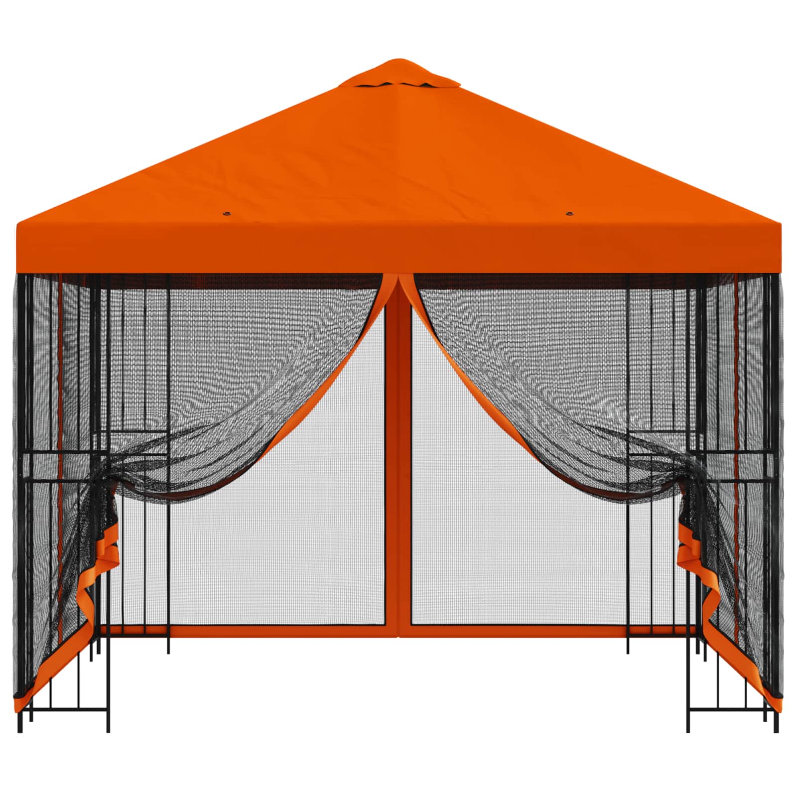 vidaXL Garden Gazebo with Sidewalls 3 x 3 m Orange Polyester and Steel 5