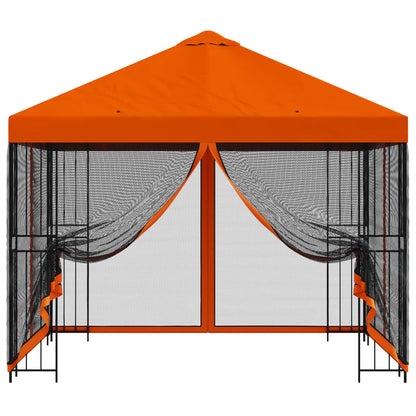 vidaXL Garden Gazebo with Sidewalls 3 x 3 m Orange Polyester and Steel 5