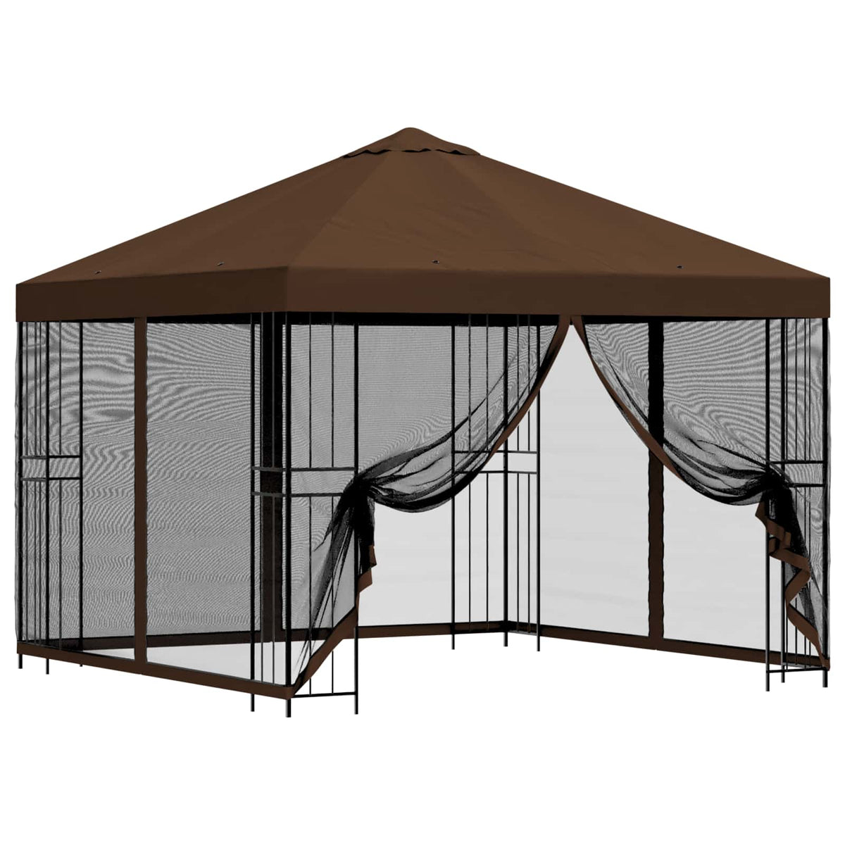 Garden Gazebo with Sidewalls 3 x 3 m Polyester and Steel with 4 sidewalls Brown