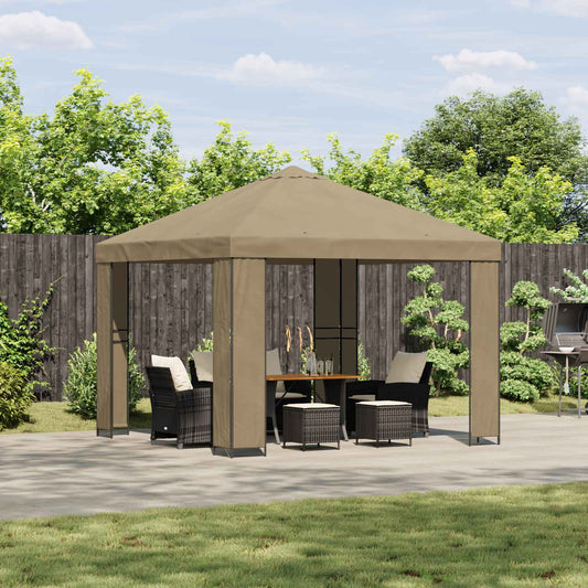 Gazebo 3 x 3 m Polyester and Steel 190 gsm without Sidewall Beige