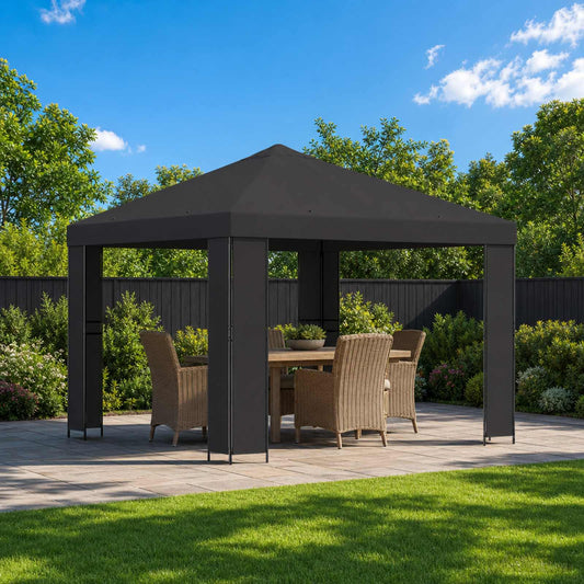 Gazebo 3 x 3 m Polyester and Steel 190 gsm without Sidewall Anthracite