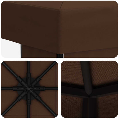 vidaXL Gazebo 3 x 3 m Brown Polyester and Steel 190 gsm 5