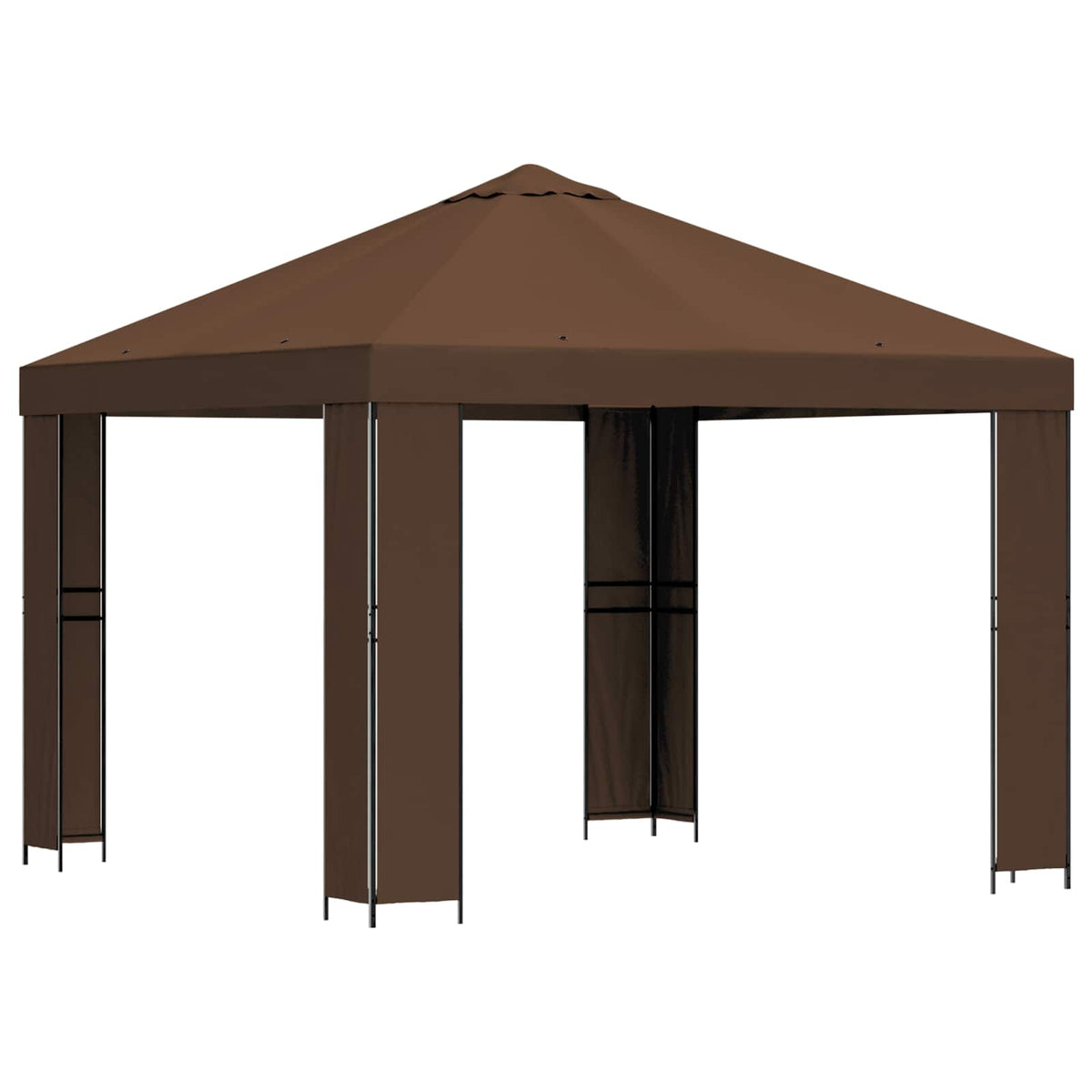 vidaXL Gazebo 3 x 3 m Brown Polyester and Steel 190 gsm 2