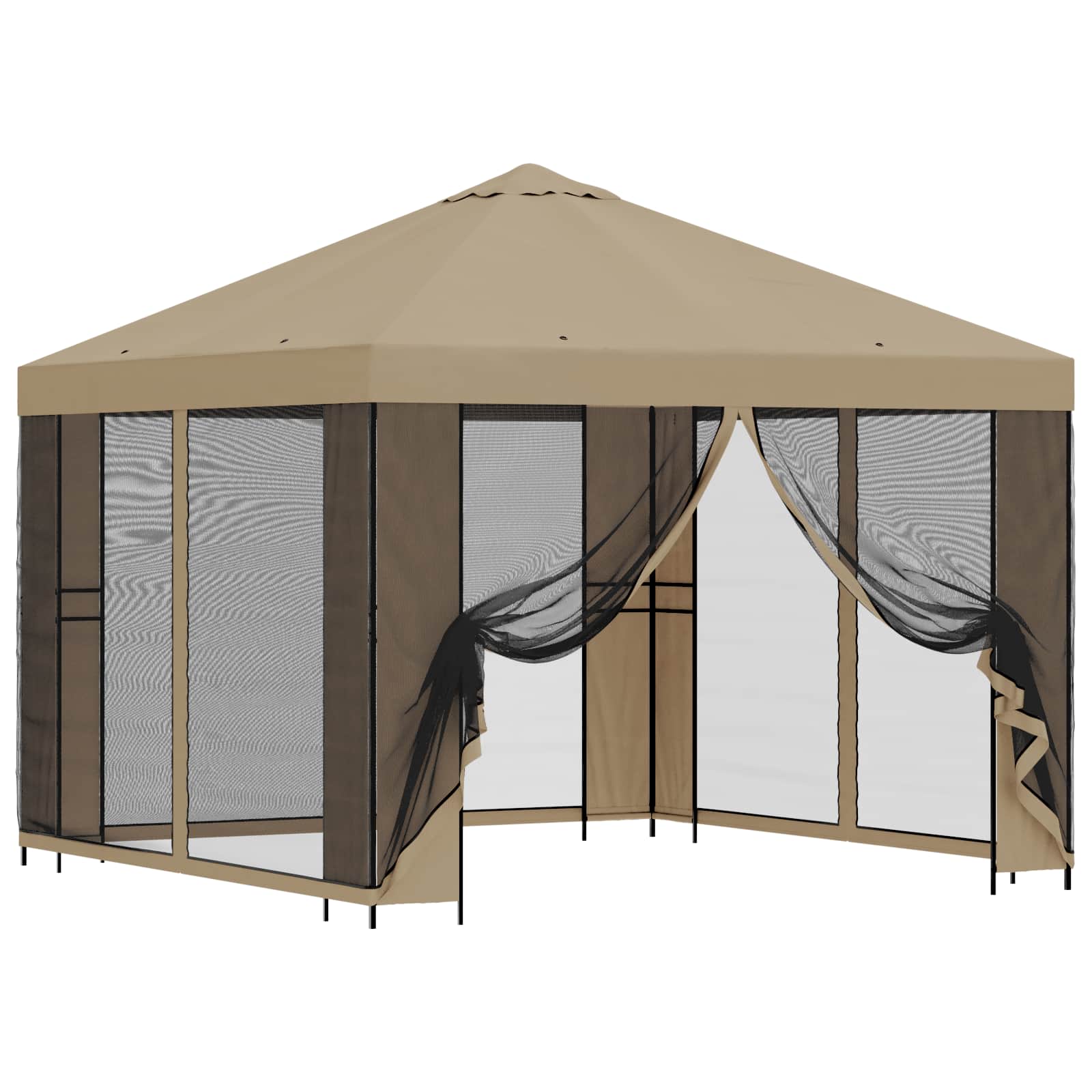 vidaXL Garden Gazebo with Sidewalls 3 x 3 m Beige Polyester and Steel 2