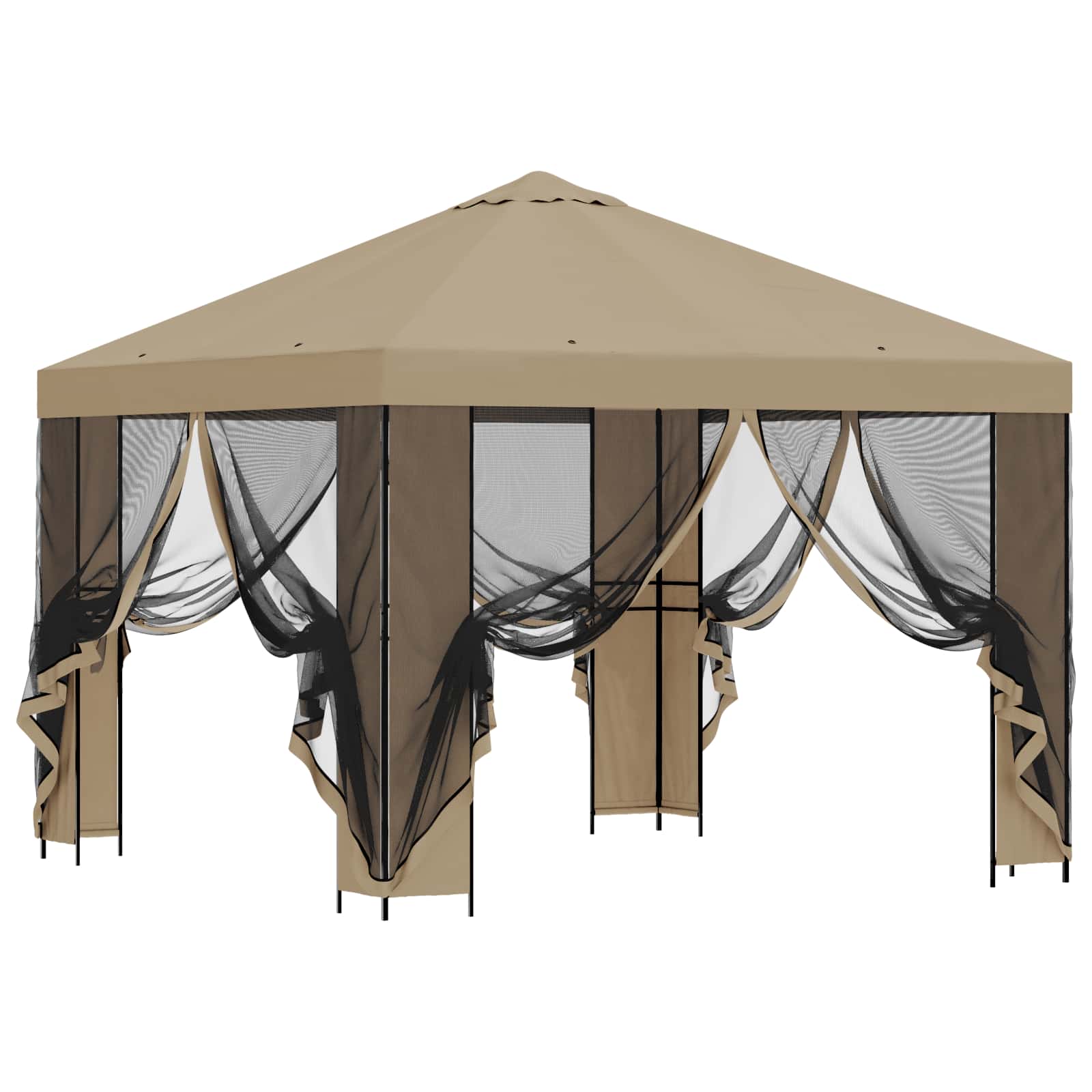 vidaXL Garden Gazebo with Sidewalls 3 x 3 m Beige Polyester and Steel 4