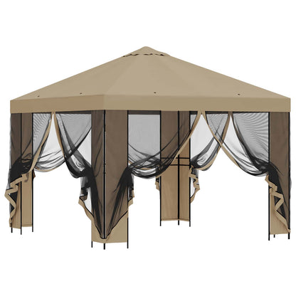 vidaXL Garden Gazebo with Sidewalls 3 x 3 m Beige Polyester and Steel 4