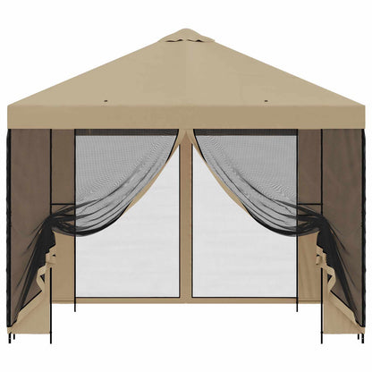 vidaXL Garden Gazebo with Sidewalls 3 x 3 m Beige Polyester and Steel 5