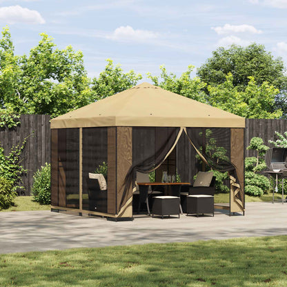vidaXL Garden Gazebo with Sidewalls 3 x 3 m Cream Polyester and Steel 1