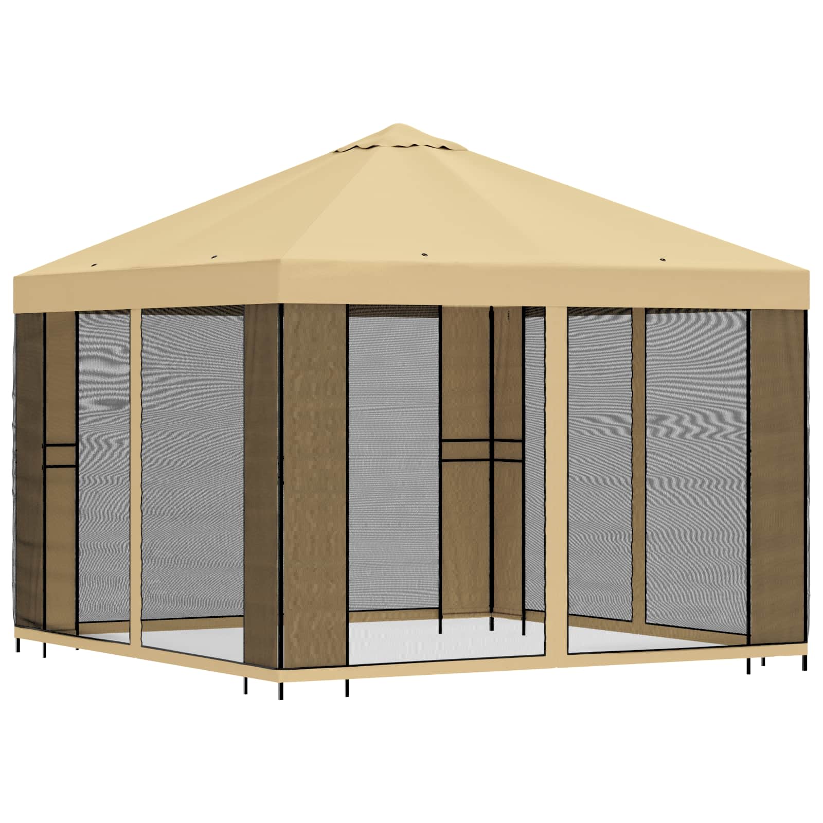 vidaXL Garden Gazebo with Sidewalls 3 x 3 m Cream Polyester and Steel 3