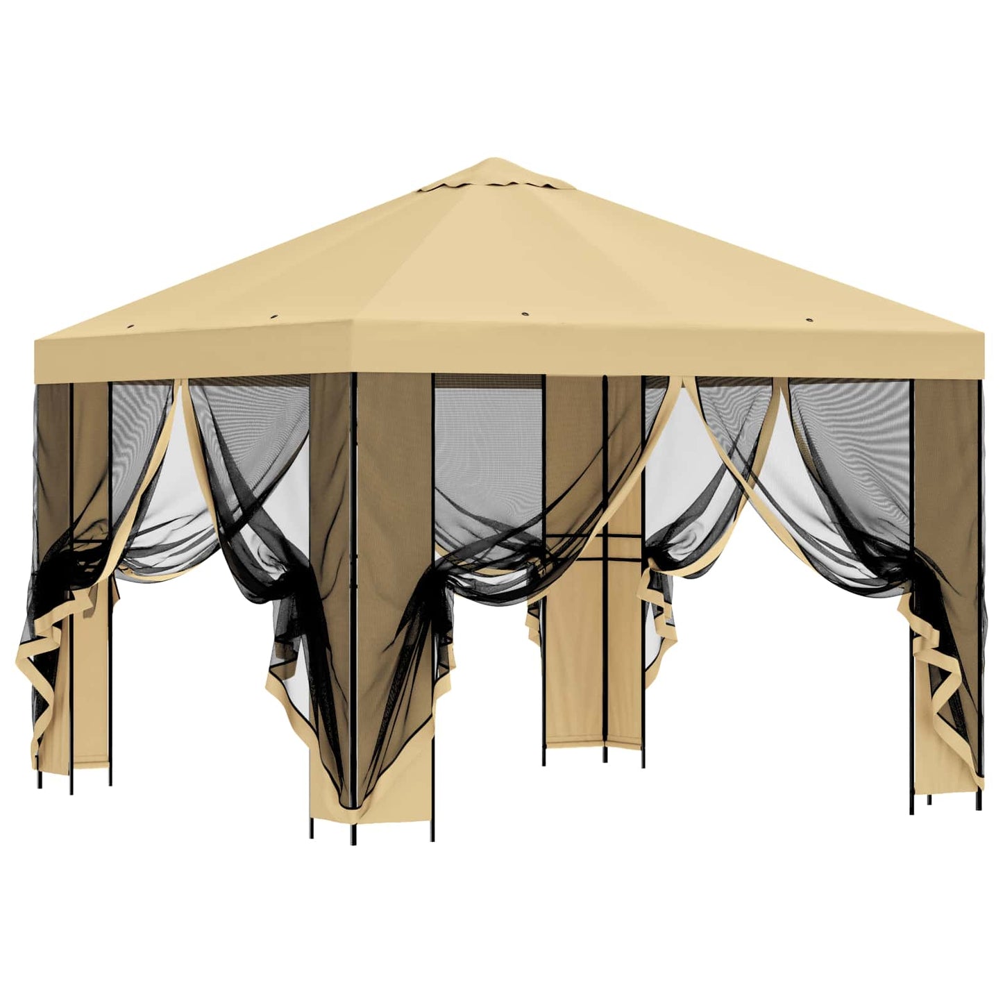 vidaXL Garden Gazebo with Sidewalls 3 x 3 m Cream Polyester and Steel 4