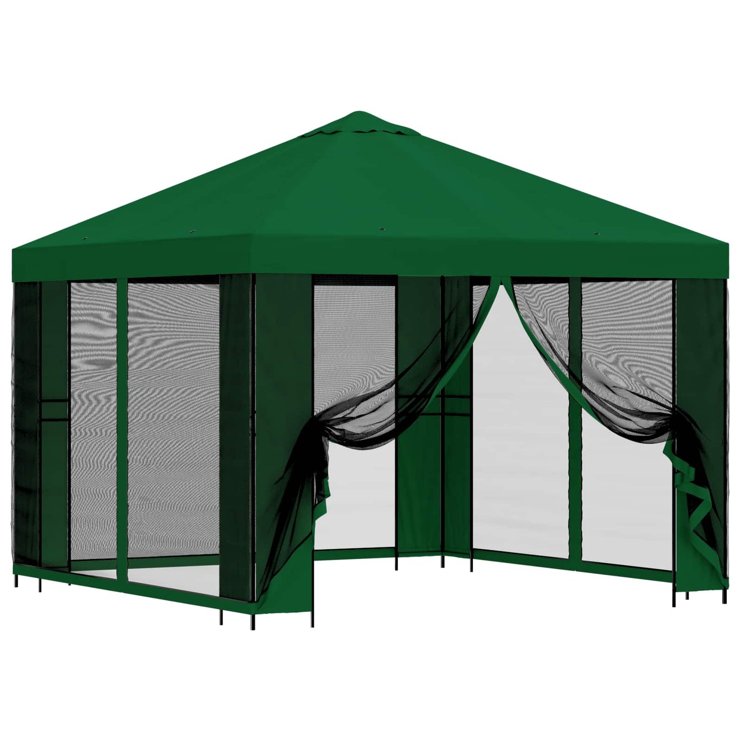 vidaXL Garden Gazebo with Sidewalls 3 x 3 m Green Polyester and Steel 2