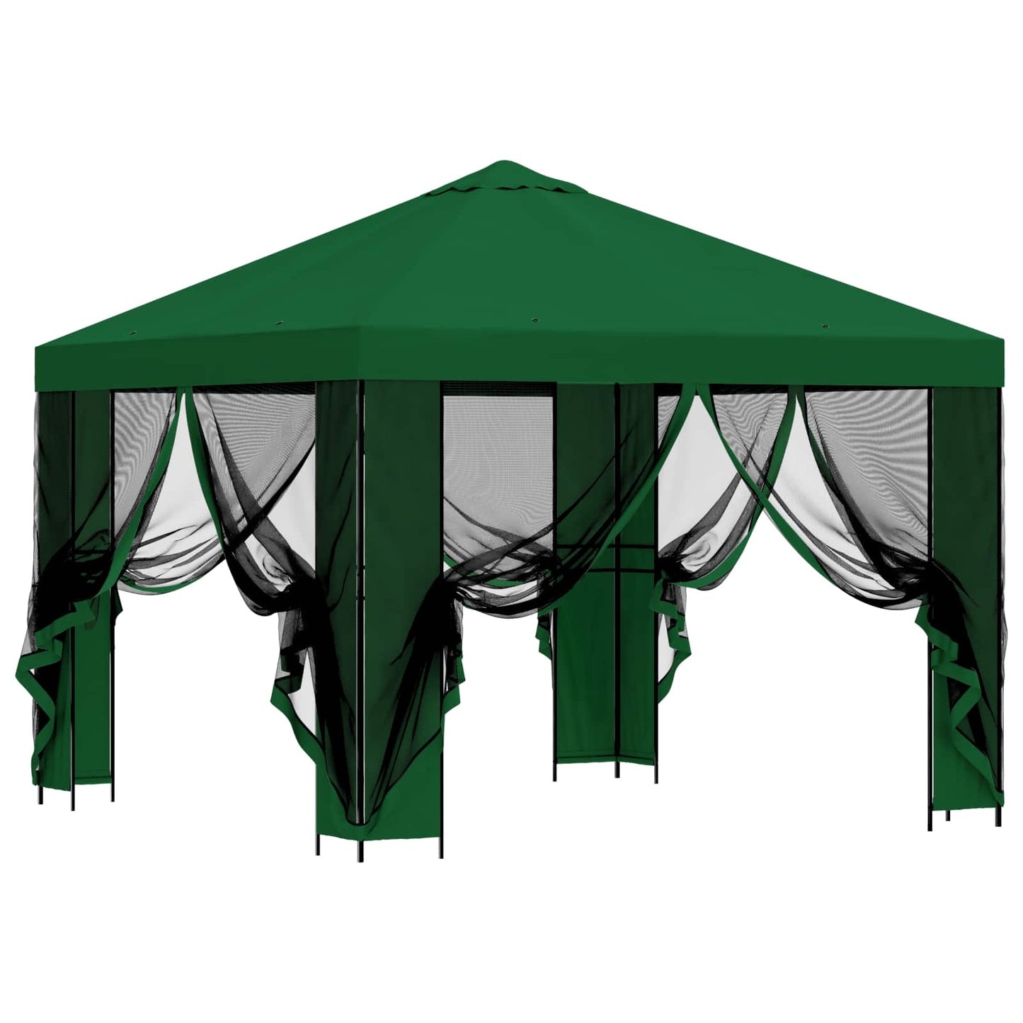vidaXL Garden Gazebo with Sidewalls 3 x 3 m Green Polyester and Steel 4
