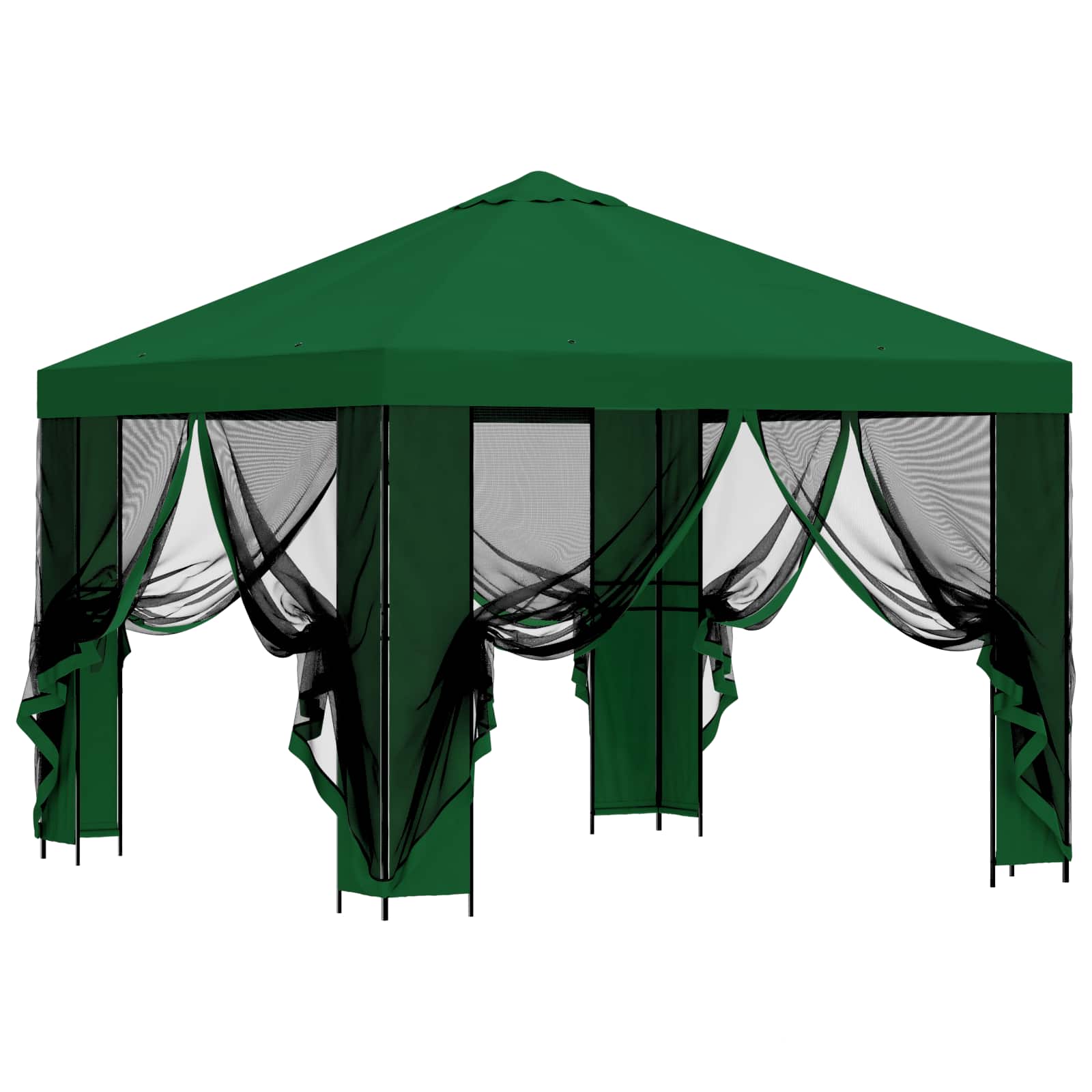 vidaXL Garden Gazebo with Sidewalls 3 x 3 m Green Polyester and Steel 4