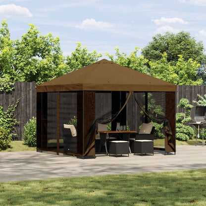 vidaXL Garden Gazebo with Sidewalls 3 x 3 m Taupe Polyester and Steel 1