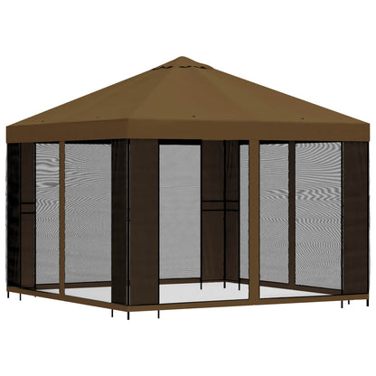 vidaXL Garden Gazebo with Sidewalls 3 x 3 m Taupe Polyester and Steel 3