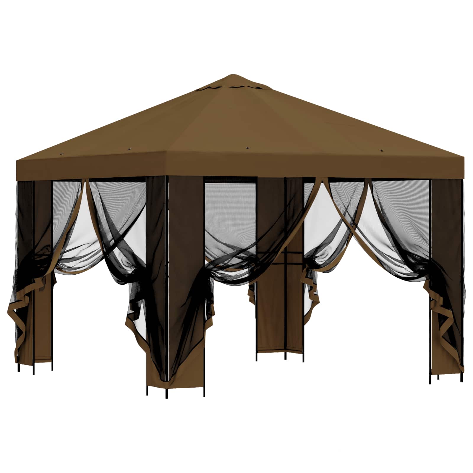 vidaXL Garden Gazebo with Sidewalls 3 x 3 m Taupe Polyester and Steel 4