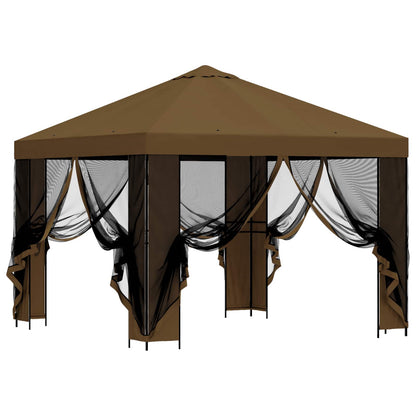 vidaXL Garden Gazebo with Sidewalls 3 x 3 m Taupe Polyester and Steel 4