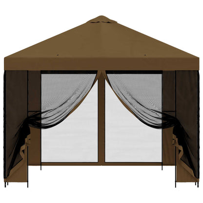 vidaXL Garden Gazebo with Sidewalls 3 x 3 m Taupe Polyester and Steel 5