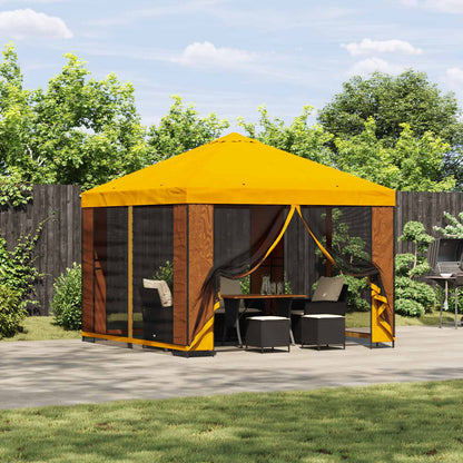 vidaXL Garden Gazebo with Sidewalls 3 x 3 m Yellow Polyester and Steel 1