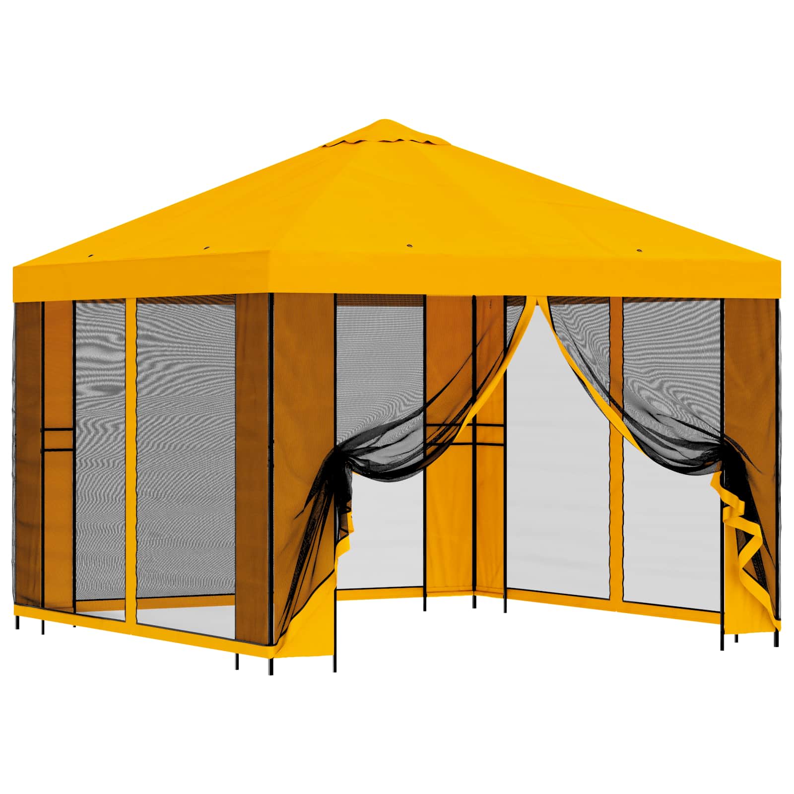 vidaXL Garden Gazebo with Sidewalls 3 x 3 m Yellow Polyester and Steel 2