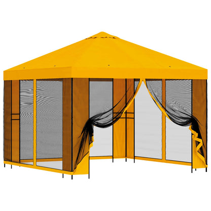 vidaXL Garden Gazebo with Sidewalls 3 x 3 m Yellow Polyester and Steel 2