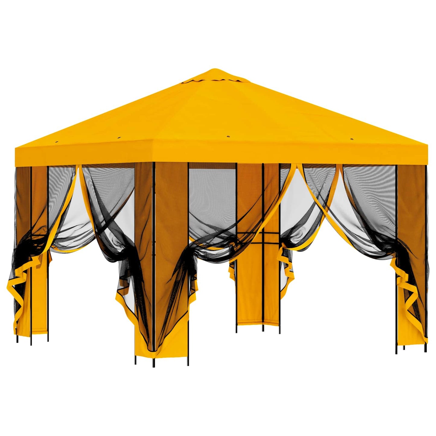 vidaXL Garden Gazebo with Sidewalls 3 x 3 m Yellow Polyester and Steel 4