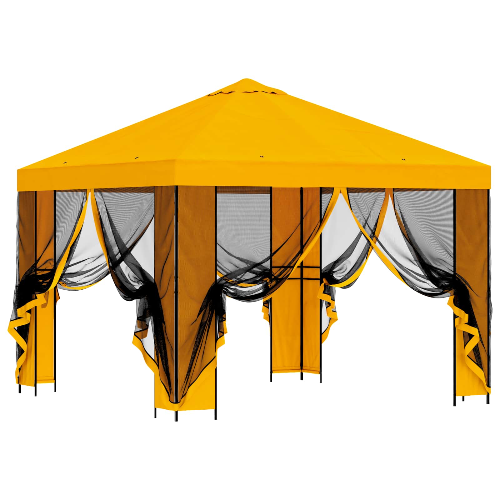 vidaXL Garden Gazebo with Sidewalls 3 x 3 m Yellow Polyester and Steel 4