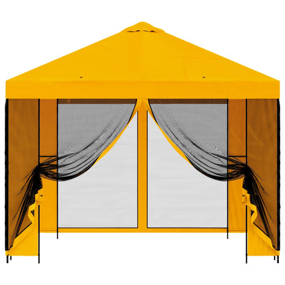 vidaXL Garden Gazebo with Sidewalls 3 x 3 m Yellow Polyester and Steel 5