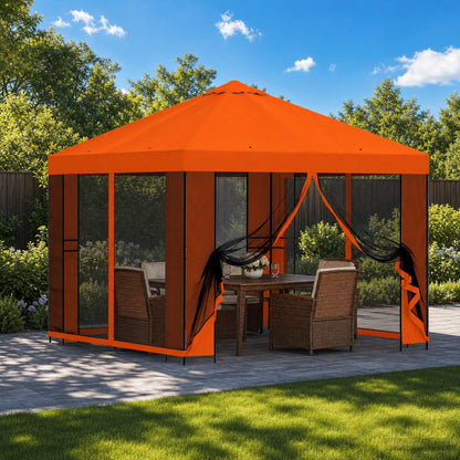 vidaXL Garden Gazebo with Sidewalls 3 x 3 m Orange Polyester and Steel 1