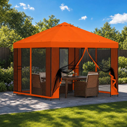 vidaXL Garden Gazebo with Sidewalls 3 x 3 m Orange Polyester and Steel 1