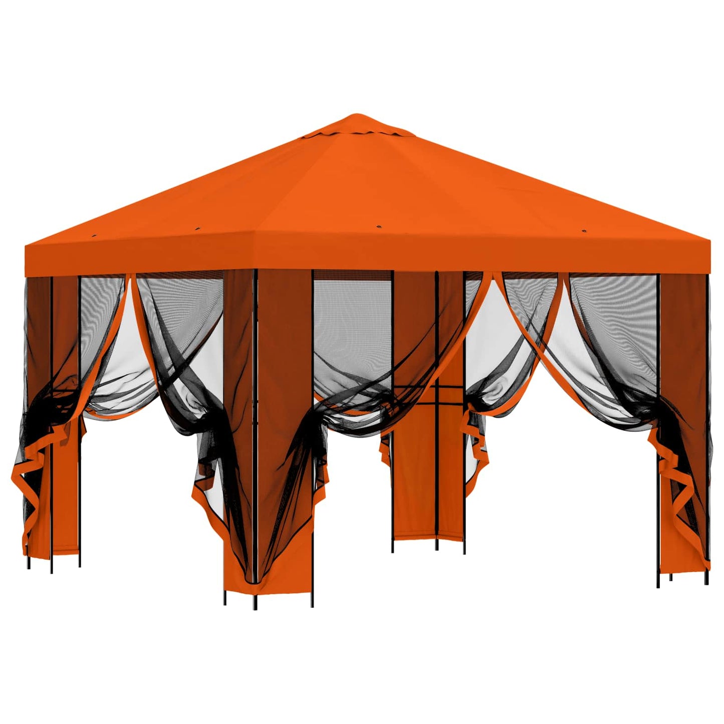 vidaXL Garden Gazebo with Sidewalls 3 x 3 m Orange Polyester and Steel 4