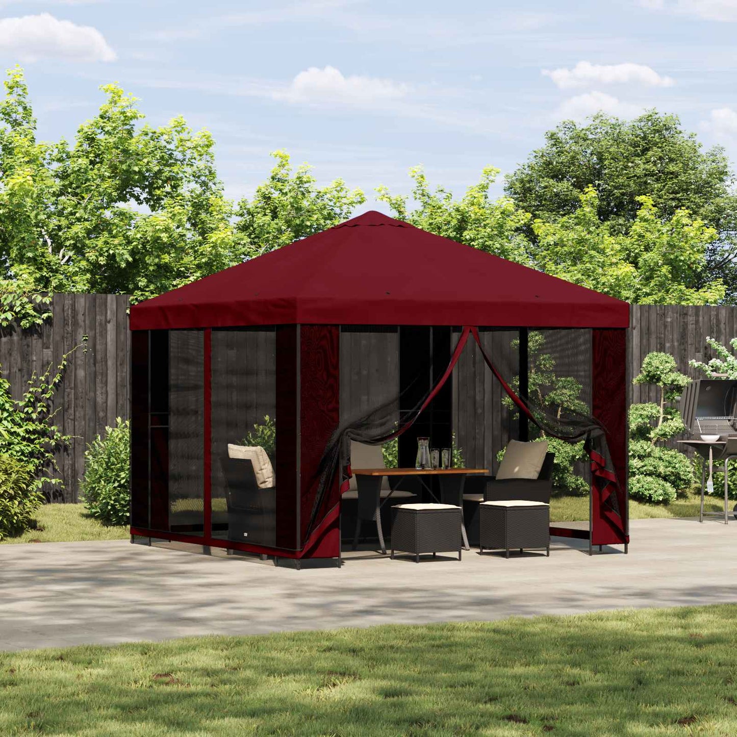 vidaXL Garden Gazebo with Sidewalls 3 x 3 m Burgundy 1