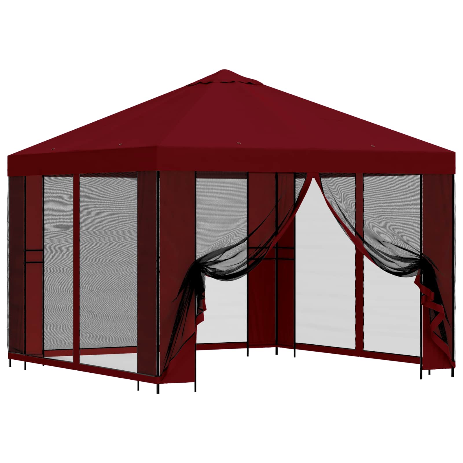 vidaXL Garden Gazebo with Sidewalls 3 x 3 m Burgundy 2