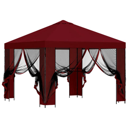 vidaXL Garden Gazebo with Sidewalls 3 x 3 m Burgundy 4