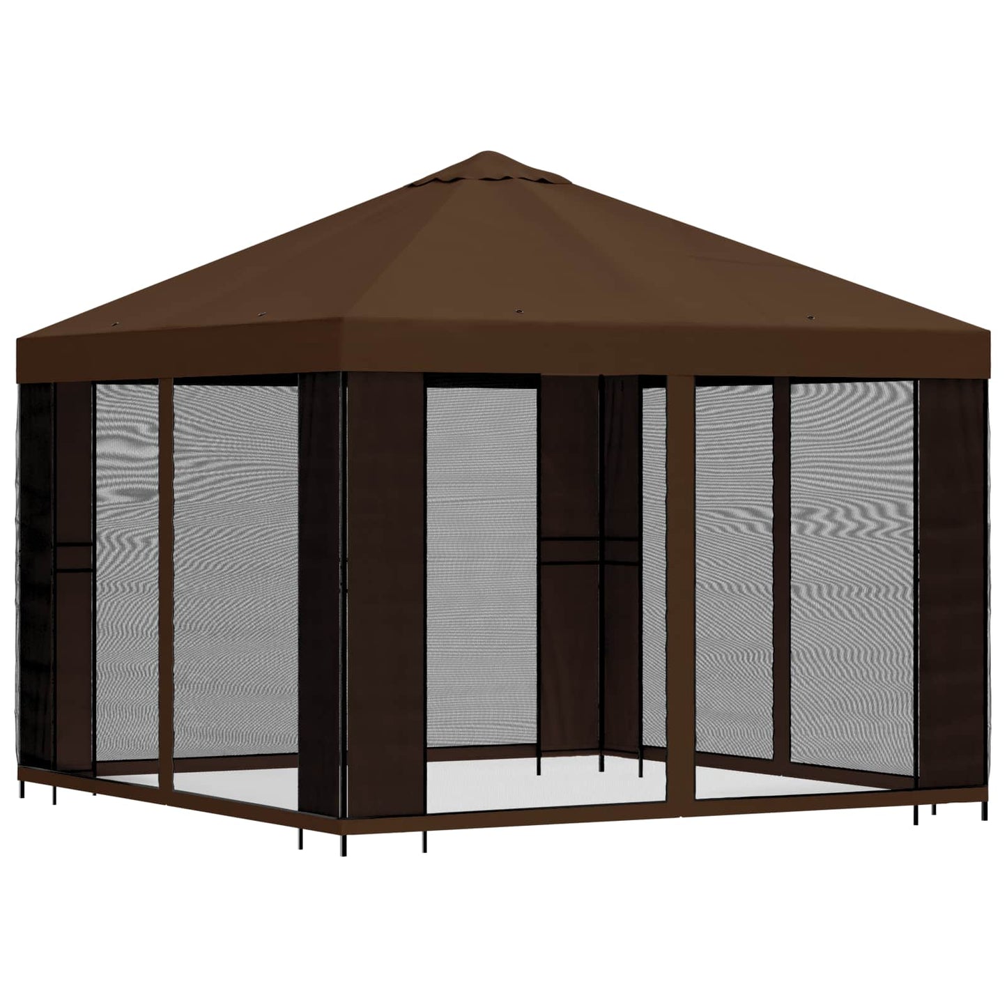 vidaXL Garden Gazebo with Sidewalls 3 x 3 m Brown Polyester and Steel 3