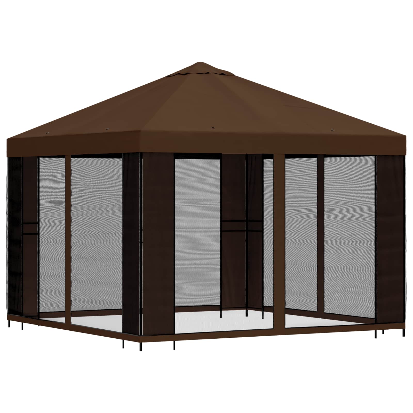 vidaXL Garden Gazebo with Sidewalls 3 x 3 m Brown Polyester and Steel 3