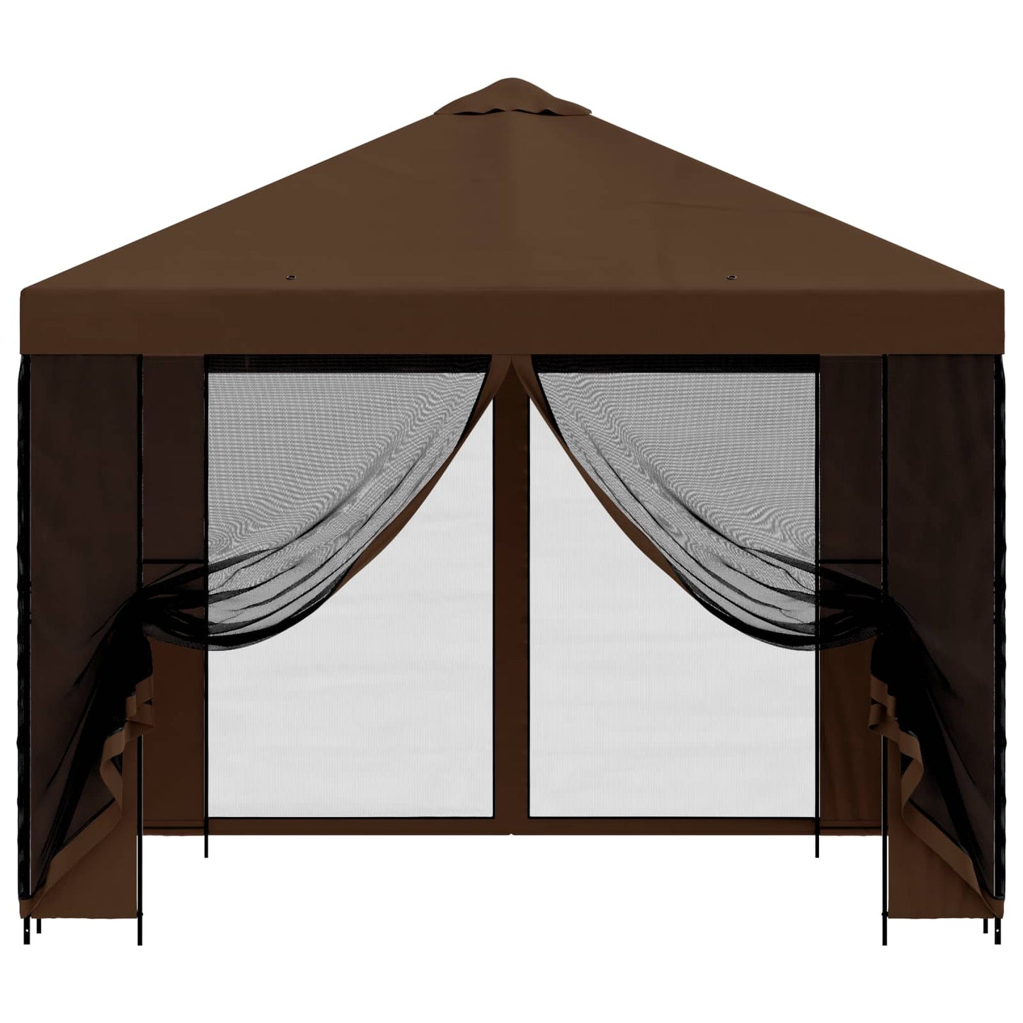 vidaXL Garden Gazebo with Sidewalls 3 x 3 m Brown Polyester and Steel 5