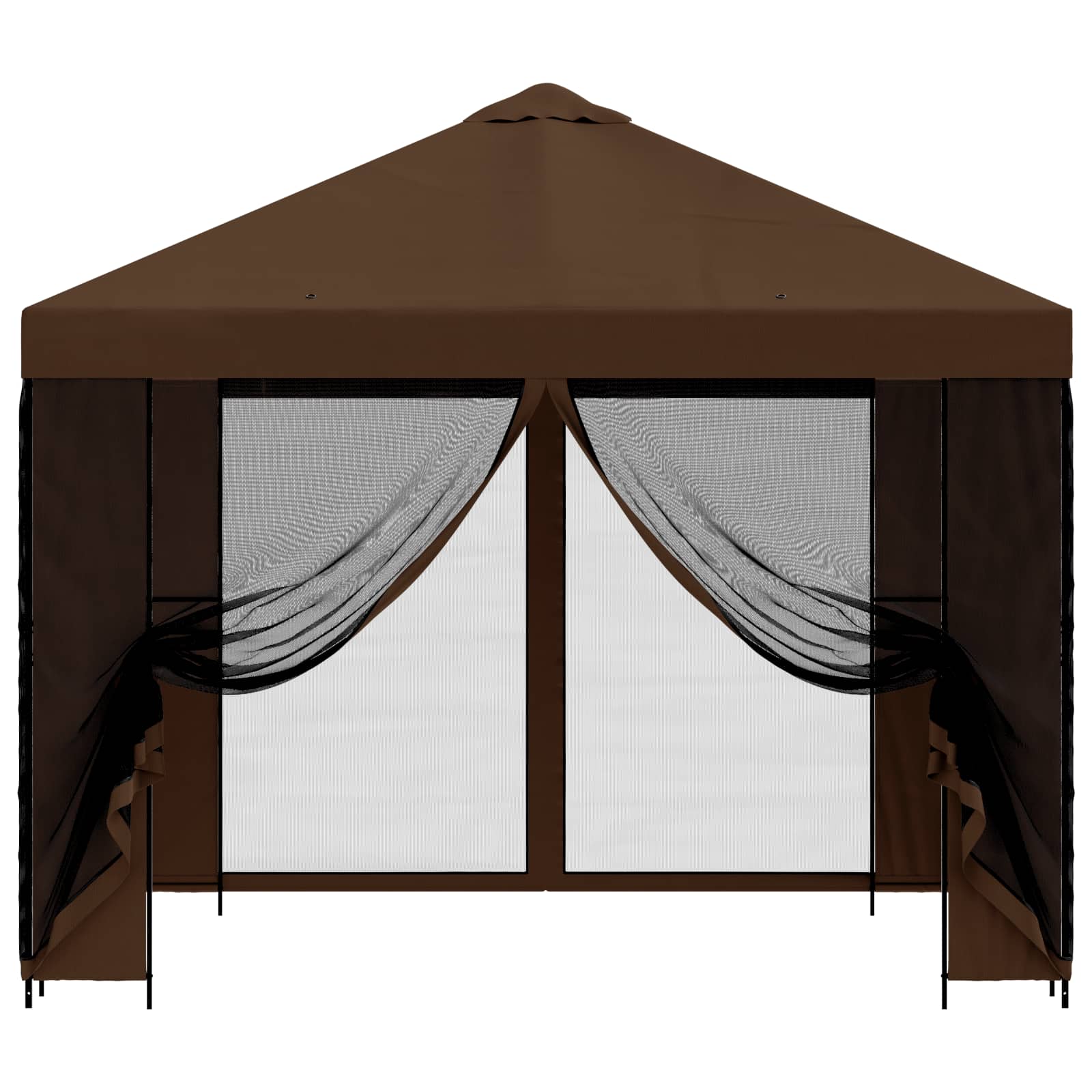 vidaXL Garden Gazebo with Sidewalls 3 x 3 m Brown Polyester and Steel 5
