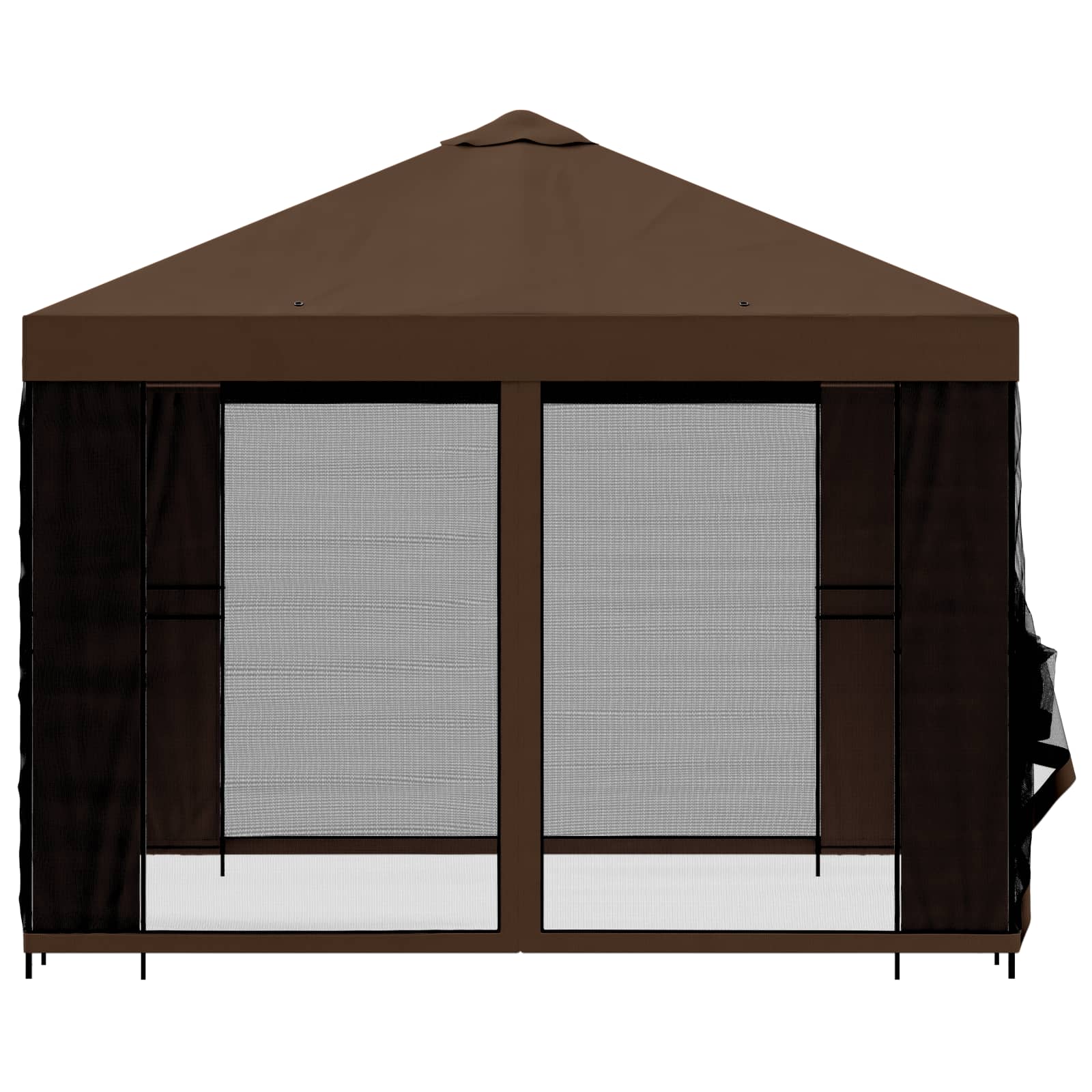 vidaXL Garden Gazebo with Sidewalls 3 x 3 m Brown Polyester and Steel 6
