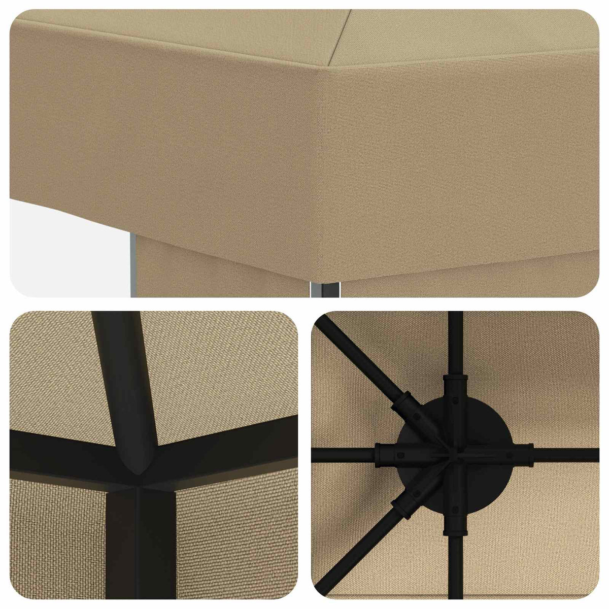 vidaXL Gazebo 4 x 3 m Beige Polyester and Steel 190 gsm 5