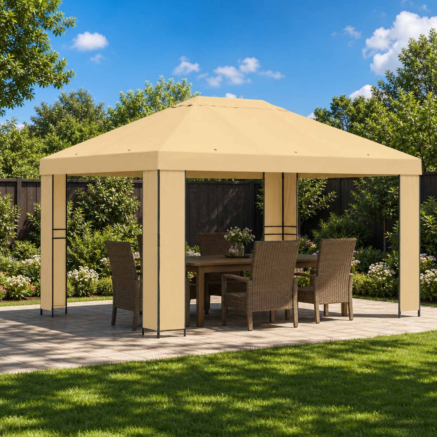 vidaXL Gazebo 4 x 3 m Cream Polyester and Steel 190 gsm 1