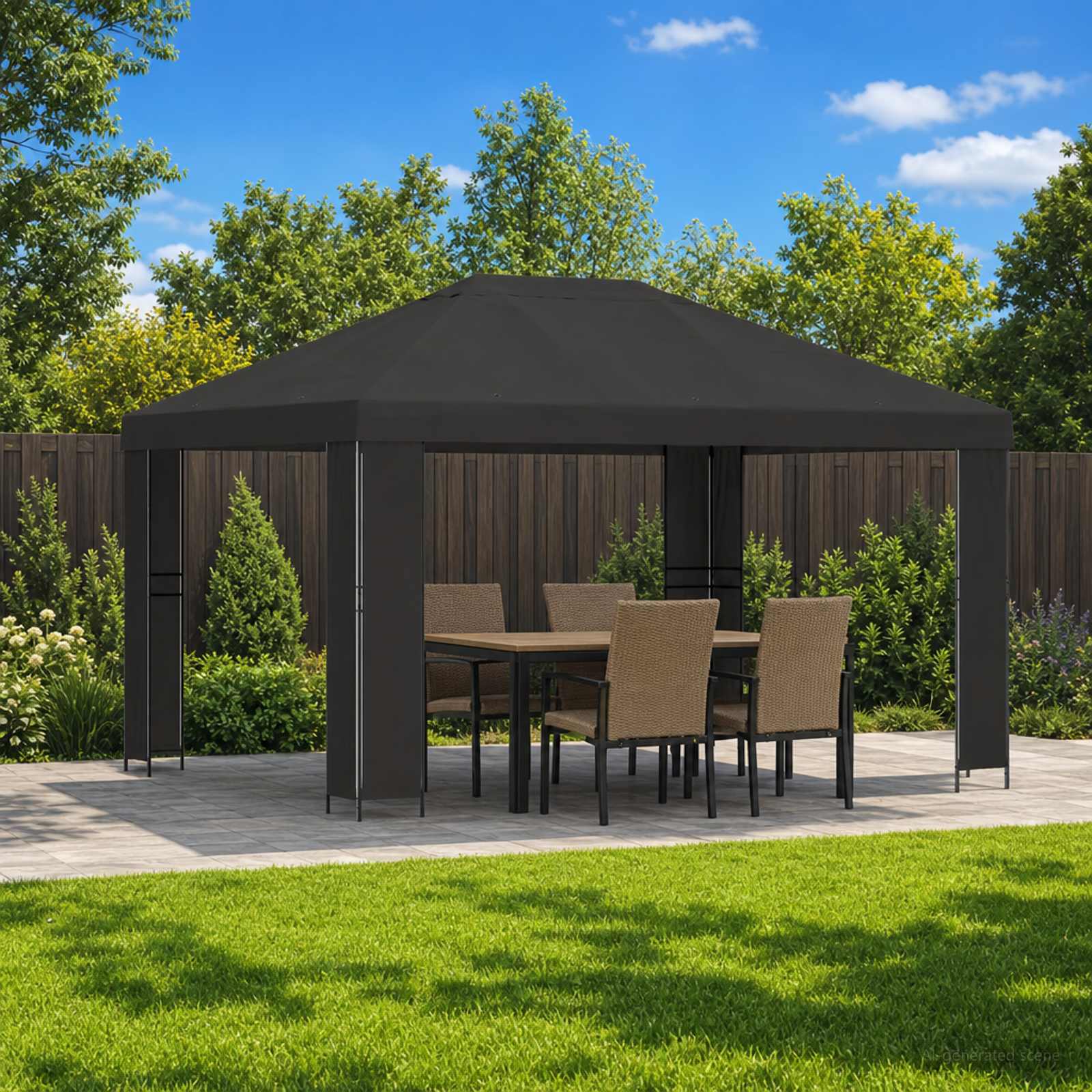 vidaXL Gazebo 4 x 3 m Anthracite Polyester and Steel 190 gsm 1