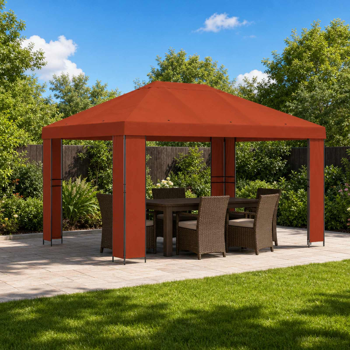 vidaXL Gazebo 4 x 3 m Terracotta Polyester and Steel 190 gsm 1