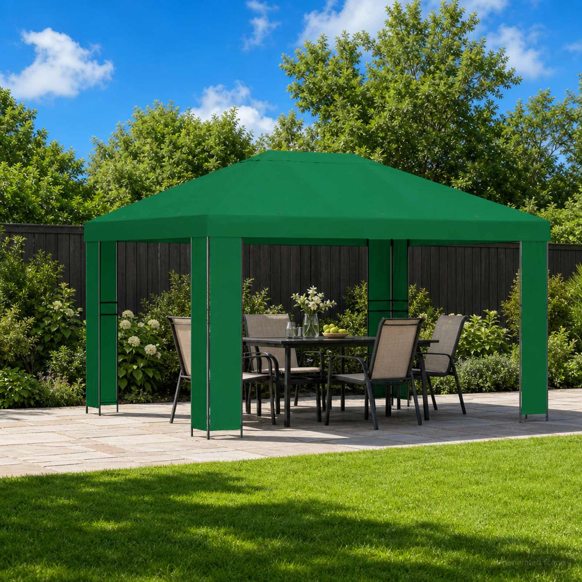 vidaXL Gazebo 4 x 3 m Green Polyester and Steel 190 gsm 1